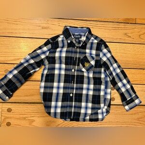 Chaps Kids Plaid Button Down Shirt - Navy, White, Black